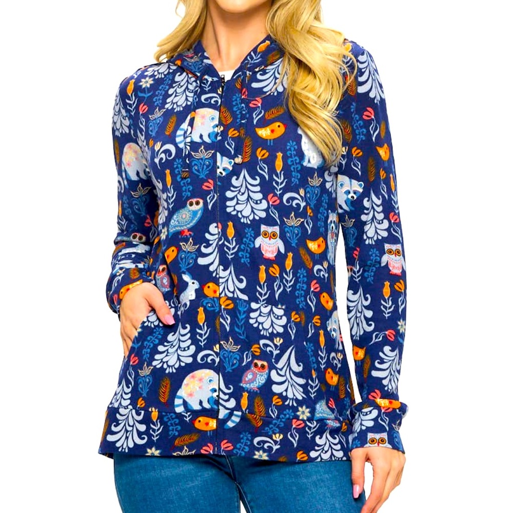 Blue Owl Print Women's Hoodie